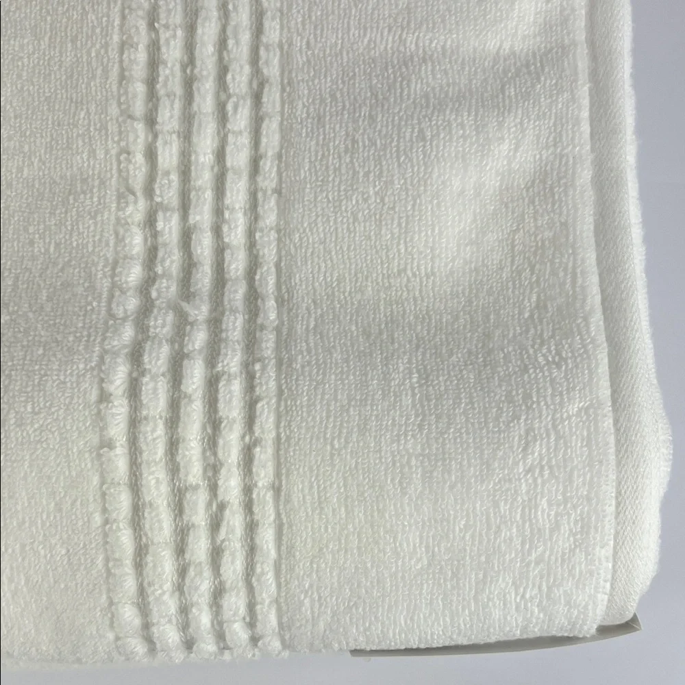 Hotel Vendome Bath Towel Set White Zero Twist Cotton Quick Dry Spa 2 pc Set NEW